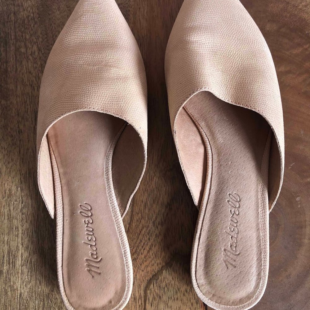 Madewell Remi mule stamped lizard blush pink